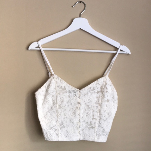 Forever 21 lace cropped button down tank top new with tag - Picture 2 of 7